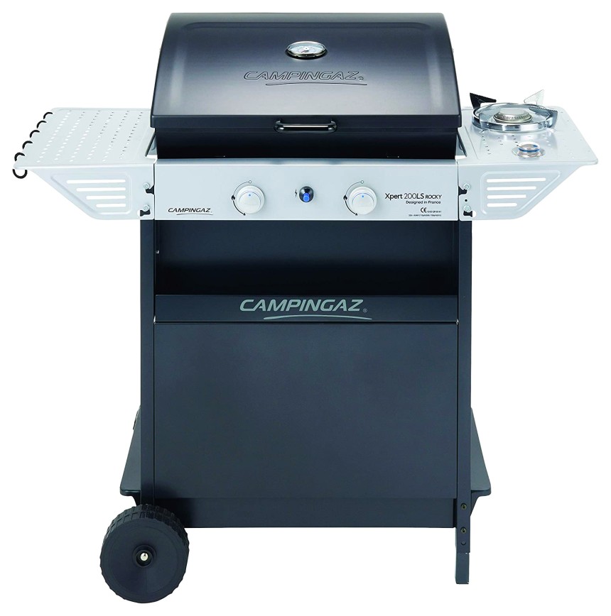 Barbecue a gas CAMPINGAZ Xpert 200 LS Rocky,  con 2 bruciatori in acciaio da 8,2kW, fornello laterale per salse e contorni da 2,1 kW e vano porta spezie integrato