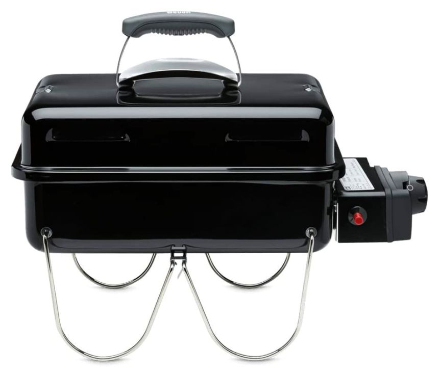 Barbecue portatile a gas WEBER Go-Anywhere, economico e leggero, con griglia di cottura in acciaio smaltato da 41 x 26 cm, per picnic, campeggio o scampagnate all'aria aperta